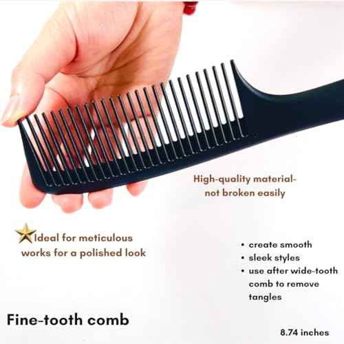 VIVEDGE| Curly Hair Comb Set | Carbon Fiber Detangler Wide Tooth Parting Combs anti static frizz-free with Premium Acccessories for Styling | Gift set for loved ones (Black-Pink)