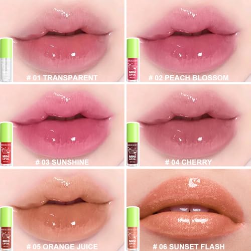 6-Color Lip Gloss Oil Set - Hydrating & Nourishing