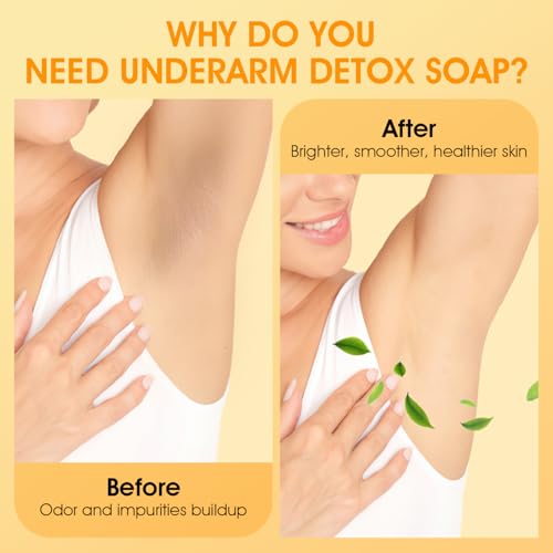 Underarm Detox Soap - 2 Pcs with Turmeric & Citrus, Tea Tree & Mint, Dark Spot Armpit Remover for Women and Men, Eliminating Odor, Natural Exfoliating Bar Soap for Armpit & Whole Body - 10 oz (280g)