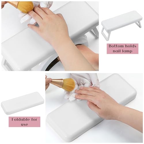 Caliee Nail Arm Rest Cushion Portable Arm Rest for Nails Tech White Hand Holder Nail Durable Large Nail Stand Hand Rest Accessories for Manicure Salon Use