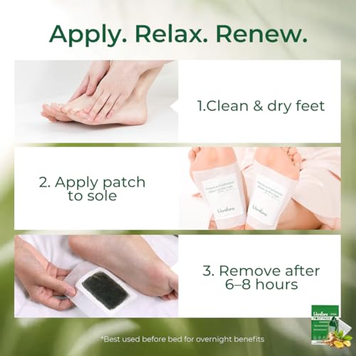 VERDORA Deep Cleansing Foot Pads - Bamboo Vinegar & Ginger Patches (24 Pack)