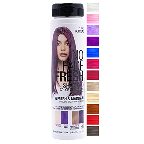 No Fade Fresh Purple Bordeaux Hair Color Depositing Shampoo with BondHeal Bond Rebuilder - Enhance Color, Prevent Fading & Refresh Purple Color, Temporary Hair Color Dye - 6.4 oz