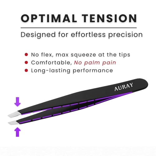 Eyebrow Tweezers Stainless Steel Slanted Tip Facial Hair Removal Tweezers - Black - Variation 1