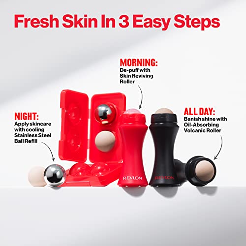 Facial Roller Refill Pack with Volcanic & Stainless Steel Stones - Reusable & Eco-Friendly