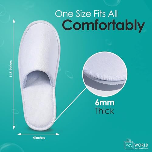 World Amenities | Premium Spa Slippers Bulk Unisex | Closed Toe, Individually Wrapped | Hotel Slippers Travel Amenities Ultra Soft