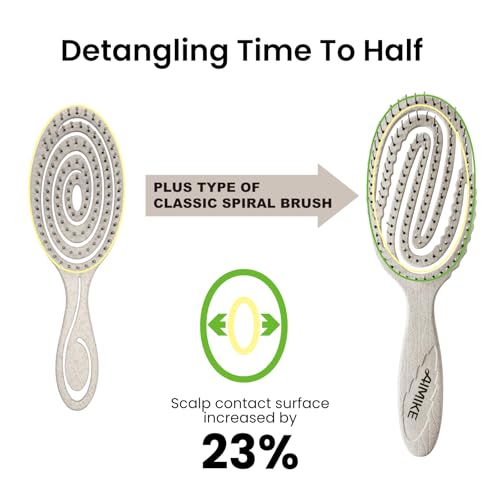AIMIKE Hemp-Relax Detangling Hair Brush Beige for Wet & Dry Hair