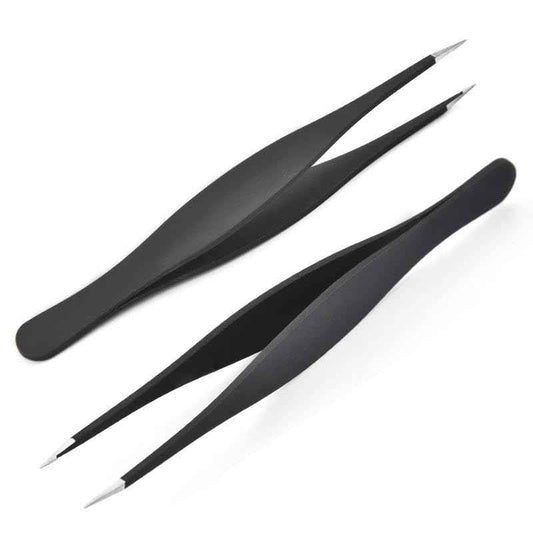 Stainless Steel Eyebrow Tweezers for Women & Men – Precision Tweezers for Facial Hair, Splinters, Ingrown Hair, Eyelash Extensions & Fine Detail Removal, Set of 2