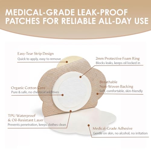 Castor Oil Belly Button Patch ? 50PCS Disposable Castor Oil Pack Wraps with Organic Cotton Pad, Leak-Proof Belly Button Patch Cover, Breathable & Skin-Friendly