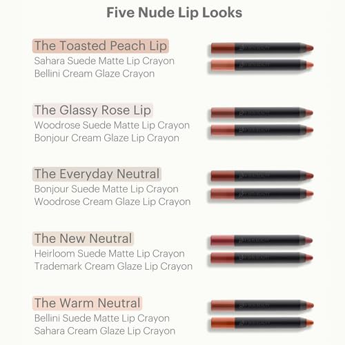 Glo Skin Beauty Suede Matte Lip Crayon (Bonjour) - Longwearing Formula Stays On All Day, With Conditioning Shea Butter + Mango Seed Oil for a Velvety Smooth Finish