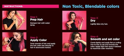 Hair Chalk Double Pack - 10 Bold Colors & 6 Glitter Pens