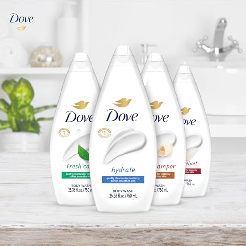 Dove Body Wash Value-Size Variety 6-Pack ? Hydrate, Gentle Pamper, Fresh Care, and Silky Velvet, Family Pack, 25.36 Oz Each