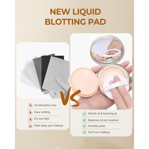 Face Oil Blotting Cushion Instead of Oil Blotting Paper Sheets for Oily Skin, Oil Absorbing Liquid Mattifying Cushion, Oil Control with Natural Tea Tree, Absorb Excess Oil for Makeup
