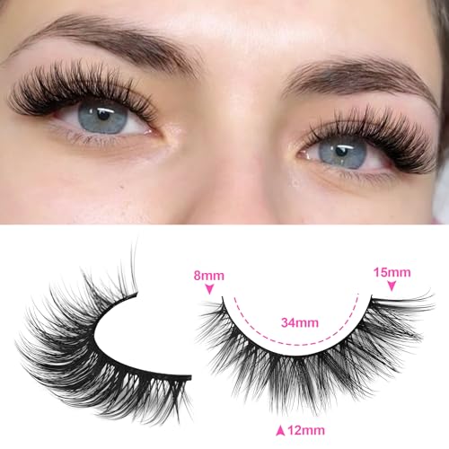 Wispy False Eyelashes Kit with Lash Glue - 7 Pairs Cat Eye
