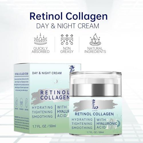 Retinol Firming Face & Neck Cream with Collagen and Hyaluronic Acid ? Anti-Aging Moisturizer for Wrinkles, Lifting & Hydration for Men & Women, 1.7 Fl Oz