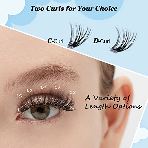 300 Pcs Individual Lashes Lash Clusters DIY Lash Extension Cluster Lashes that Look Like Eyelash Extensions Self Applicaton at Home Volume Dramtic Look(50D,D-18mm)