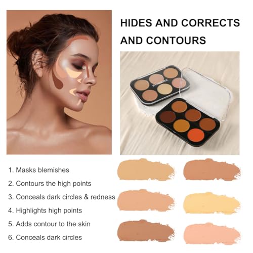 Corlo 6-Color Cream Concealer Palette - Full Coverage