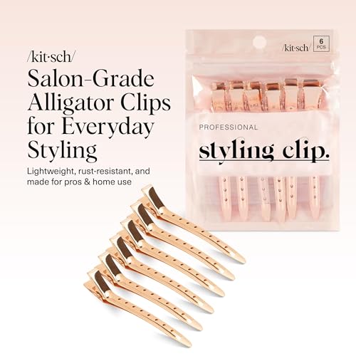 Kitsch Professional Alligator Hair Clips - Rose Gold 3.5" Duckbill (6 Pack)