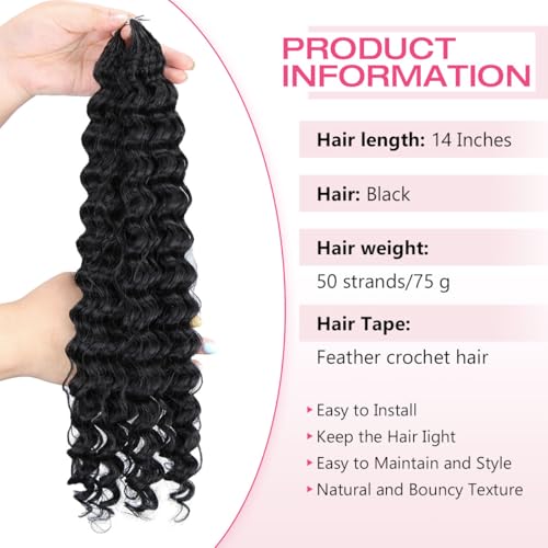 Feather Crochet Hair Extensions 14 Inch Deep Wave Synthetic
