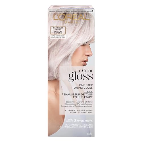 L¡¯Oreal Paris Le Color Gloss One Step In-Shower Toning Hair Gloss for Bleached Hair, Neutralizes Brass, Conditions & Boosts Shine, Platinum Pearl, 4 Ounce
