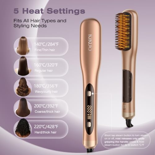 Steam Hair Straightener Brush with Ionic Technology