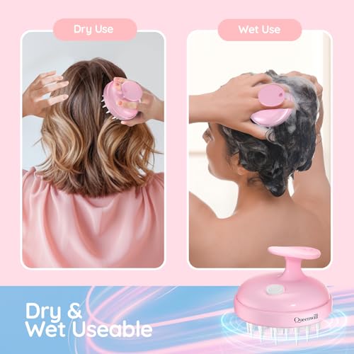 Pink Electric Scalp Massager for Hair Growth & Dandruff Removal - Queenwill