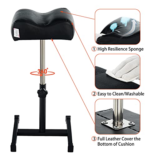 Adjustable Pedicure Footrest Stool with PVC Leather Cushion