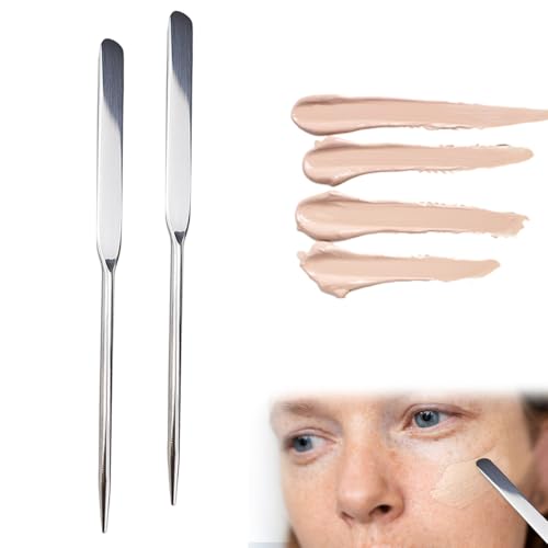 Stainless Steel Makeup Spatula, Double-Head Foundation Applicator (2-Piece)