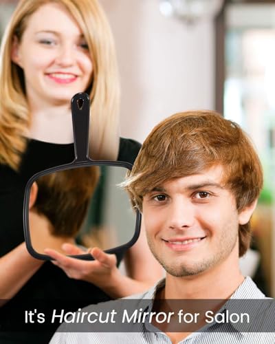 Handheld Mirror 10.3" Large Salon Barber Hair Styling, Black