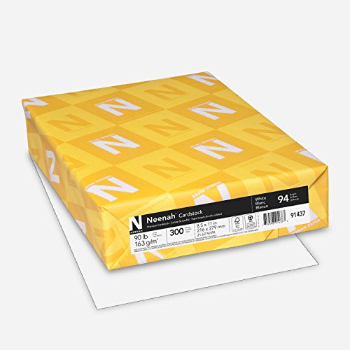 Neenah Index Cardstock, 8.5" x 11", 90 lb/163 gsm, White, Lightweight, 94 Brightness, 300 Sheets (91437)