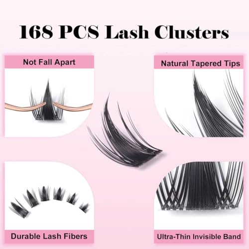 Manga Lash Clusters Fairy Lash Clusters Wispy DIY Individual False Eyelashes Thin & Soft Cluster Eyelash Extensions for Newbie's Eyelash Clusters Anime 8-18mm Mixed