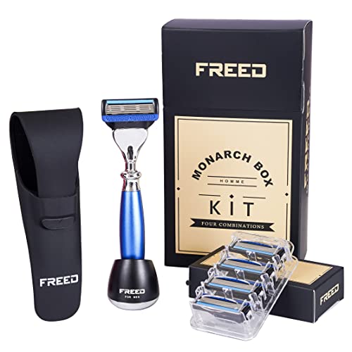 Monarch 4-Piece 5-Blade Razor Shaving Set Men's Safety Razor Grooming Gift Set with Alloy material handle Shaving for Gentleman,men gift set