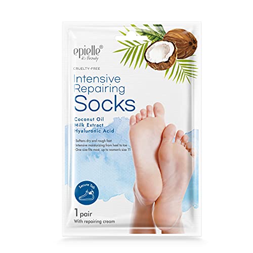 Epielle Moisturizing Foot Mask Socks - 5 Pairs for Dry, Cracked Heels