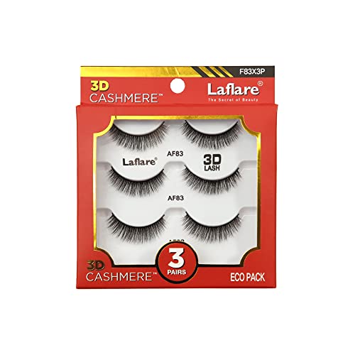 Laflare 3D Cashmere False Eyelashes 3 Pairs, Reusable