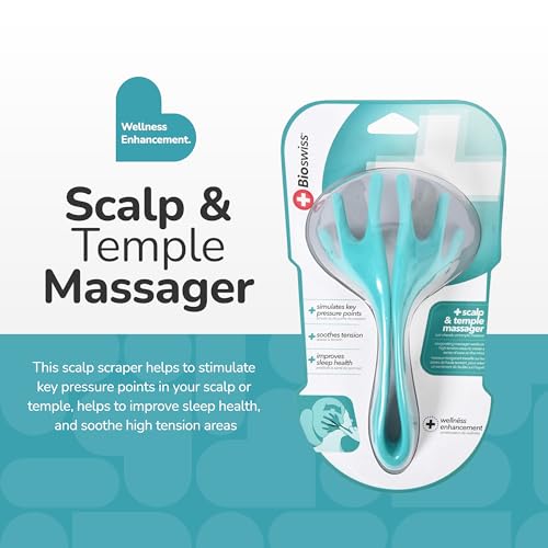 BioSwiss Handheld Head Massager Scratcher for Relaxing Scalp & Temple Tingling - Portable Stress Relief Tool