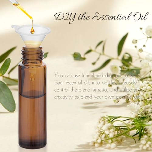10ML Essential Oil Roller Bottles 4-Pack, Amber Glass with Stainless Steel Balls