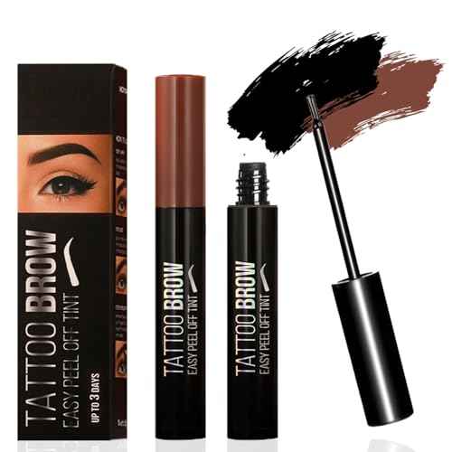 RKISSBEAUTY Peel off Eyebrow Gel Waterproof and Smudge Proof Tattoo Brow Gel Easy to Apply Achieve Fuller & Defined Brows Makeup 2Pcs Brown and Black