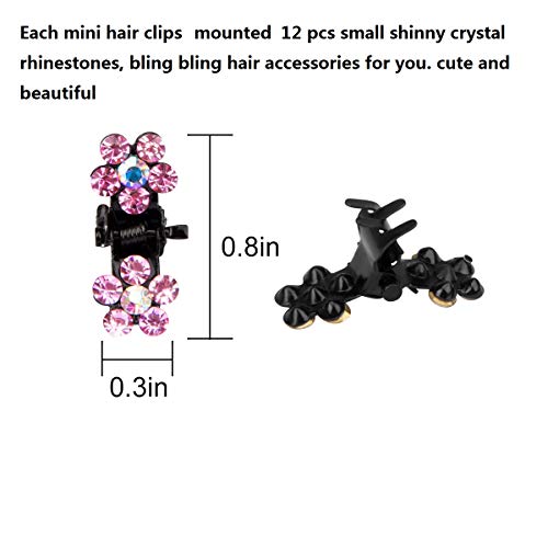 Mini Glitter Rhinestone Hair Clips No-Slip Grip 65 pcs for Women & Girls