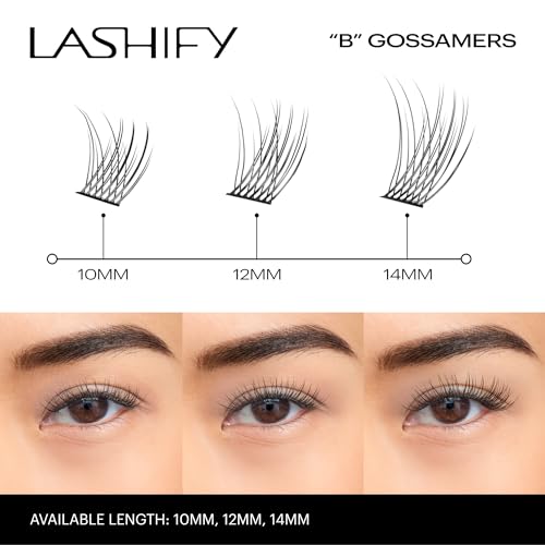 Lashify Bold 12mm Gossamer DIY Eyelash Extensions Refill, Black, Easy False Eyelashes for a Natural Look