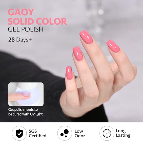 GAOY Cherry Pink Gel Nail Polish 16ml Soak Off UV Light Cure for Nail Art & Manicure