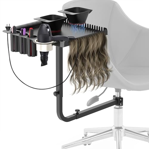 Chair-Mounted Salon Tray with Magnetic Dye Bowls