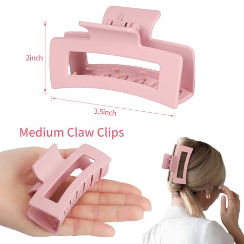 Square Hair Clips 3.5 Inch Medium Claw Clips 6 Pack