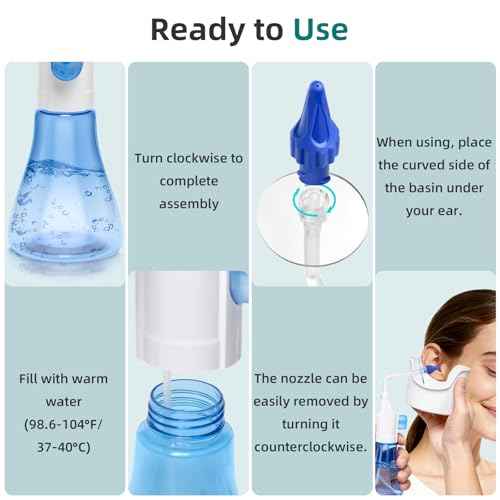 Ear Wax Removal Tool, Ear Cleaning Kits Safe Ear Irrigation Kit Ear Flush Kit for Adults Kids, Ear Wax Washer Device with LED Earwax Spoon, Basin, Bulb, Curette Kit, Towel,Tips,Storage Box,Blue,50pcs