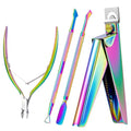 MelodySusie 4-in-1 Stainless Steel Nail Tool Kit Rainbow Colorful 4pcs Set