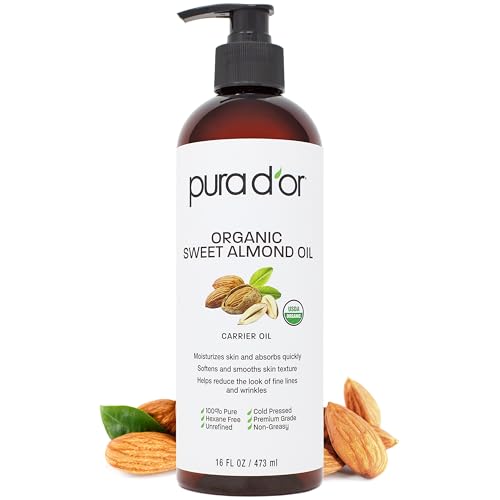 Pura D'Or Organic Sweet Almond Oil 16oz - Pure Carrier Oil
