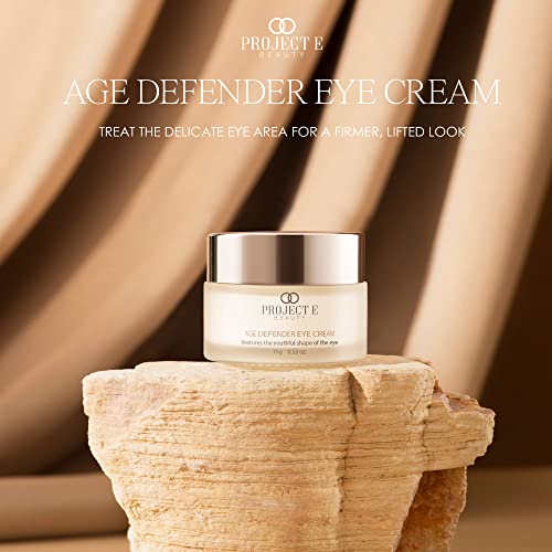 Project E Beauty Age Defender Eye Cream Brightens & Smooths Under Eyes | Reduce Puffiness, Lines & Dark Circles | Anti-Aging & Hydrating | Wrinkle Smoothing Eye Cream Treatment | 15g