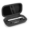 Linkidea Hard Shell Travel Case with Shaving Kit Storage for Short/Long Handled Razor Blades and Attachments - Compatible with Double Edge Safety Razors