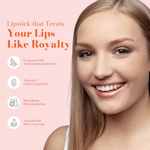 Juwel Cosmetics Frosted Finish Lipstick, Long Wear Moisture-Rich Shades with Natural Minerals, Matte Lipstick Contains Shea Butter, Grapeseed & Avocado Oils, Lead-Free, Gilded