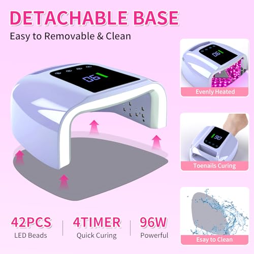 ANGNYA 96W LED Nail Lamp UV Gel Dryer with Dual Light