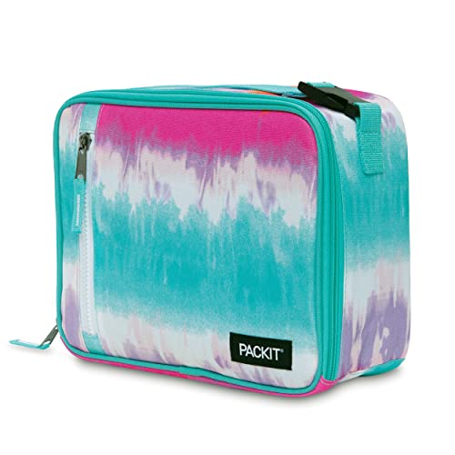 PackIt Freezable Classic Lunch Box, Tie Dye Sorbet, Built with EcoFreeze Technology, Collapsible, Reusable, Zip Closure With Zip Front Pocket and Buckle Handle, Designed for Lunches