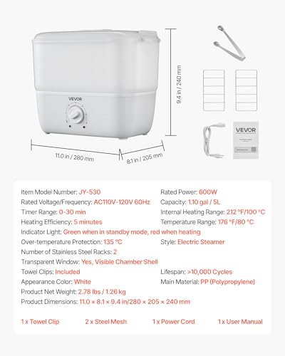 VEVOR Hot Towel Warmer, 1.1 gal Steamer for Spa & Salon